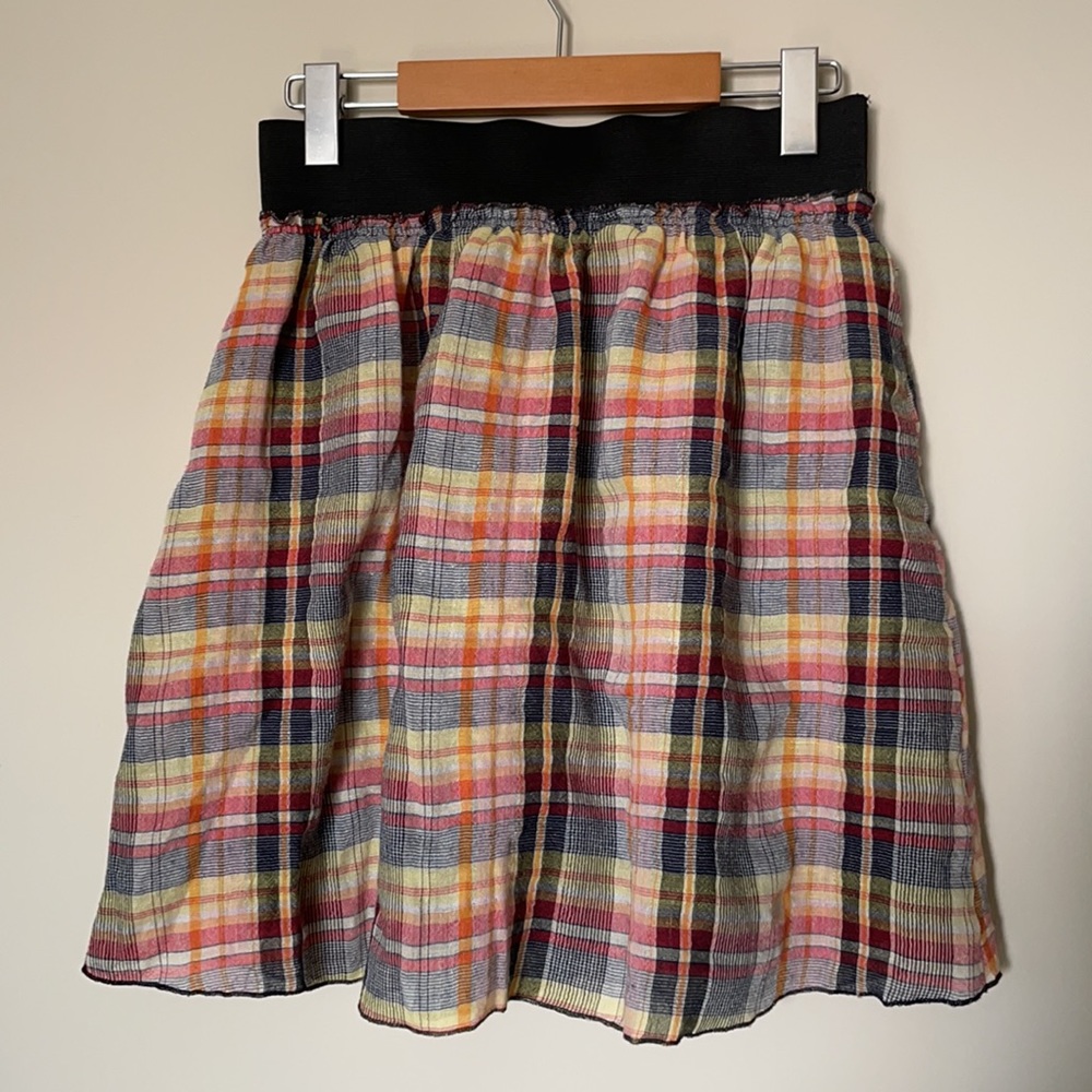 Vintage 90s elastic waist plaid skirt - Picture 2 of 9